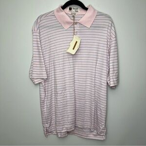 Iliac Golf Men's The Press Polo Pink Blue Stripe NEW Mens‎ Size Large